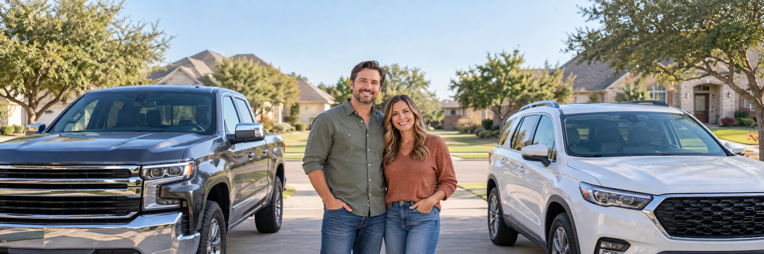 Texas auto insurance choices illustrated by people with personal vehicles