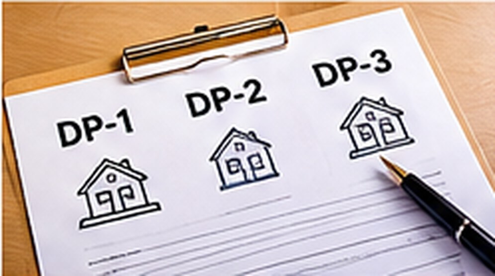 DP1, DP2 and DP3 dwelling policy forms illustrated side by side