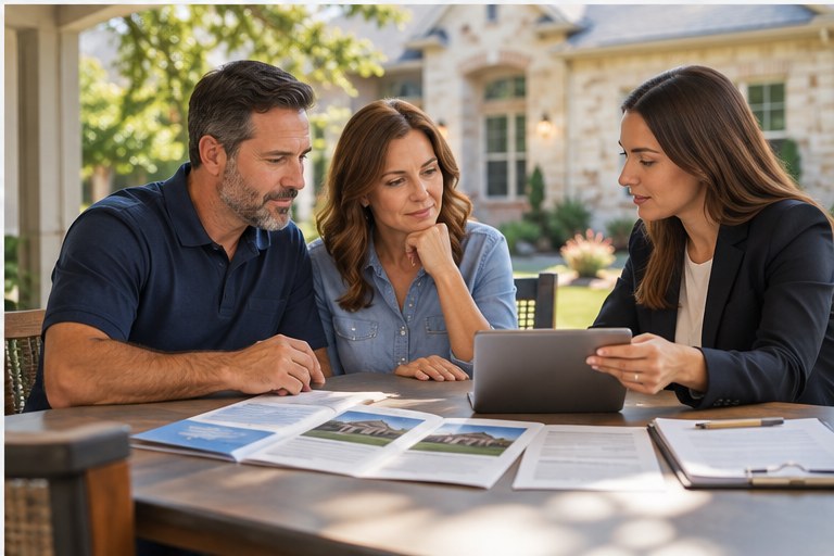Homeowners reviewing policy options with an insurance professional