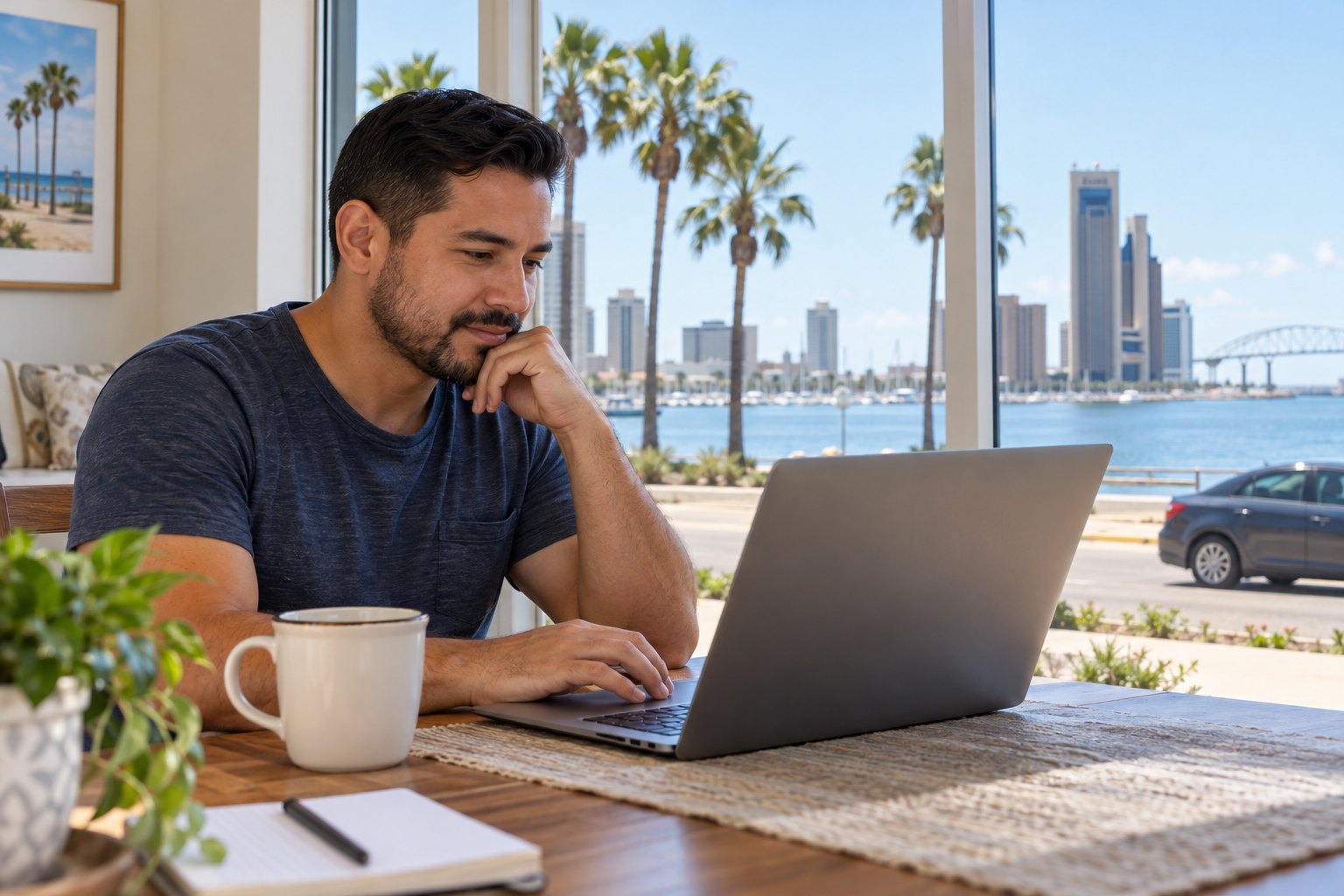 Driver reviewing non-owner coverage options online