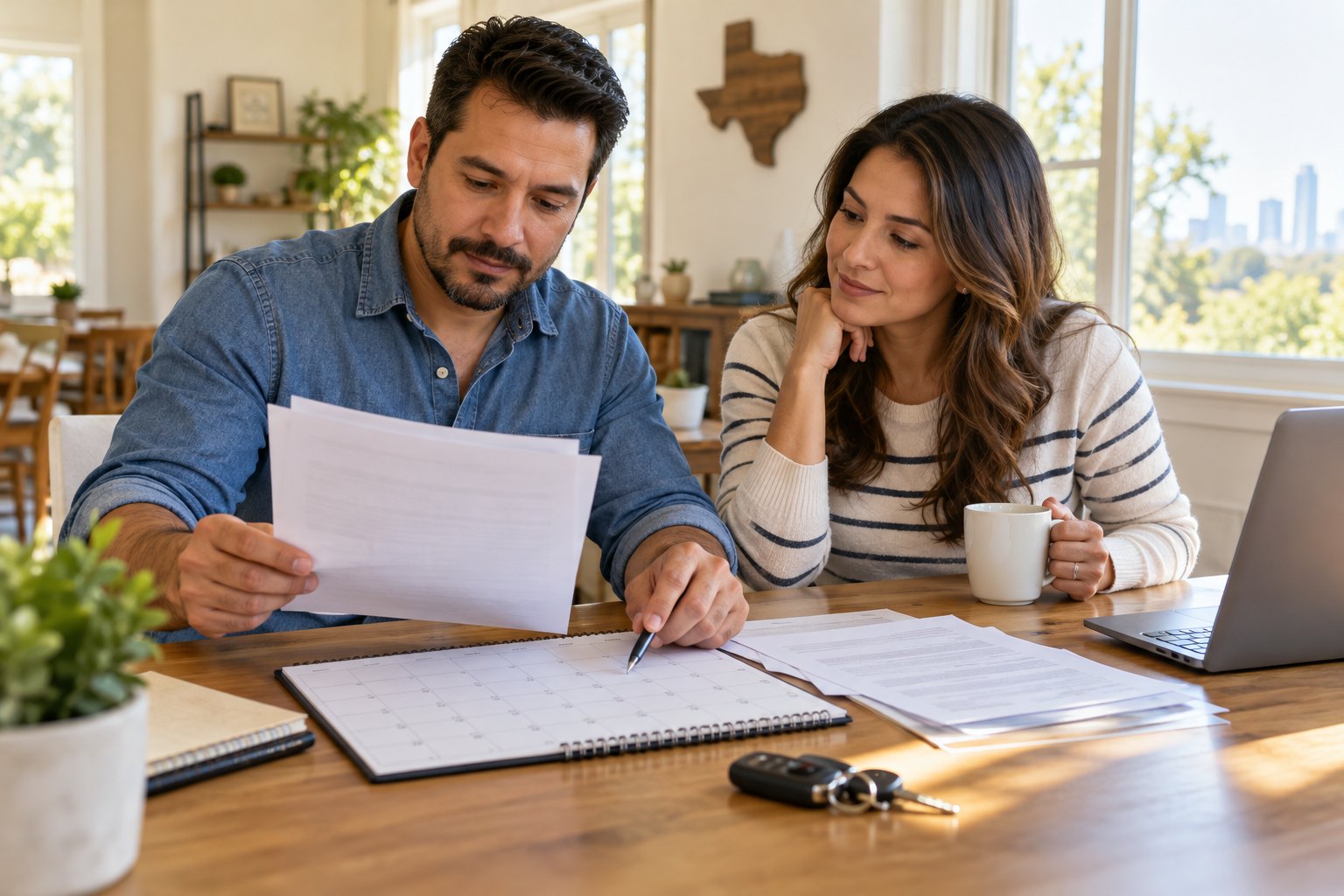 Driver preparing insurance documents and questions