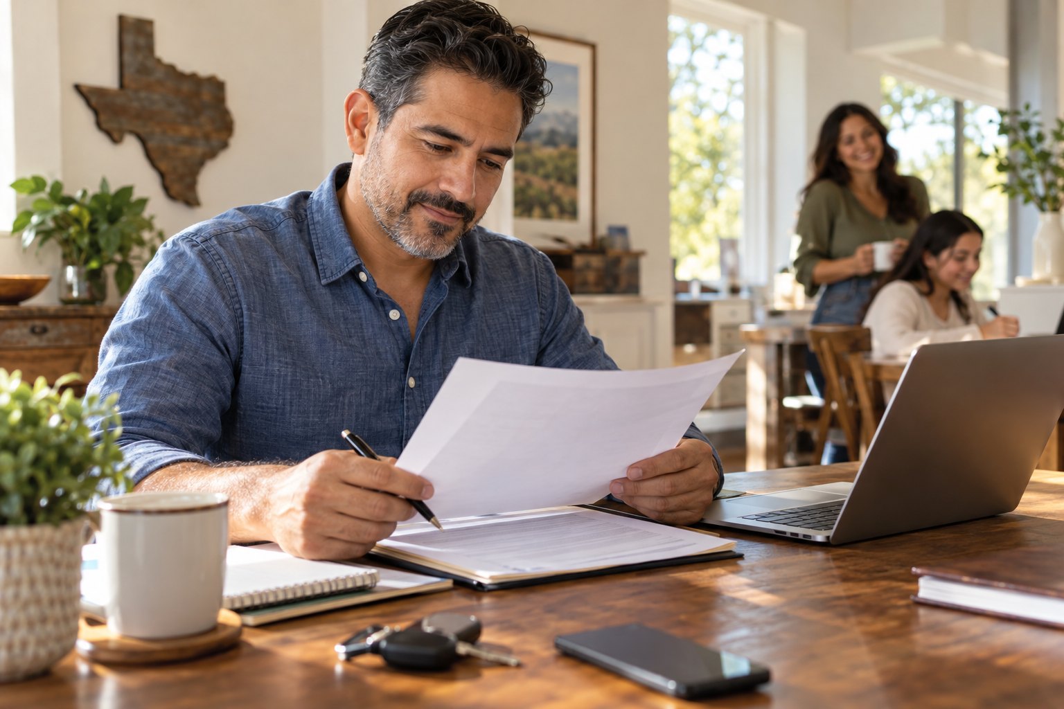 Driver preparing insurance documents and questions